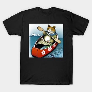 Ukiyo-e cat in canoe T-Shirt